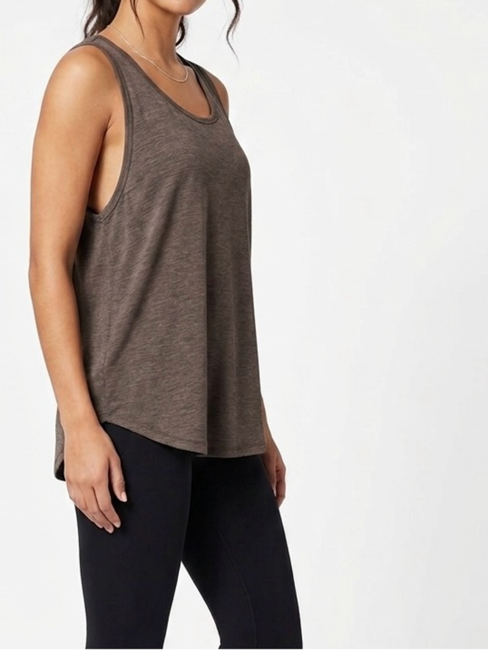 ZELLA Atmosphere Heather Brown Army Green Sleeveless Relaxed Tank Top